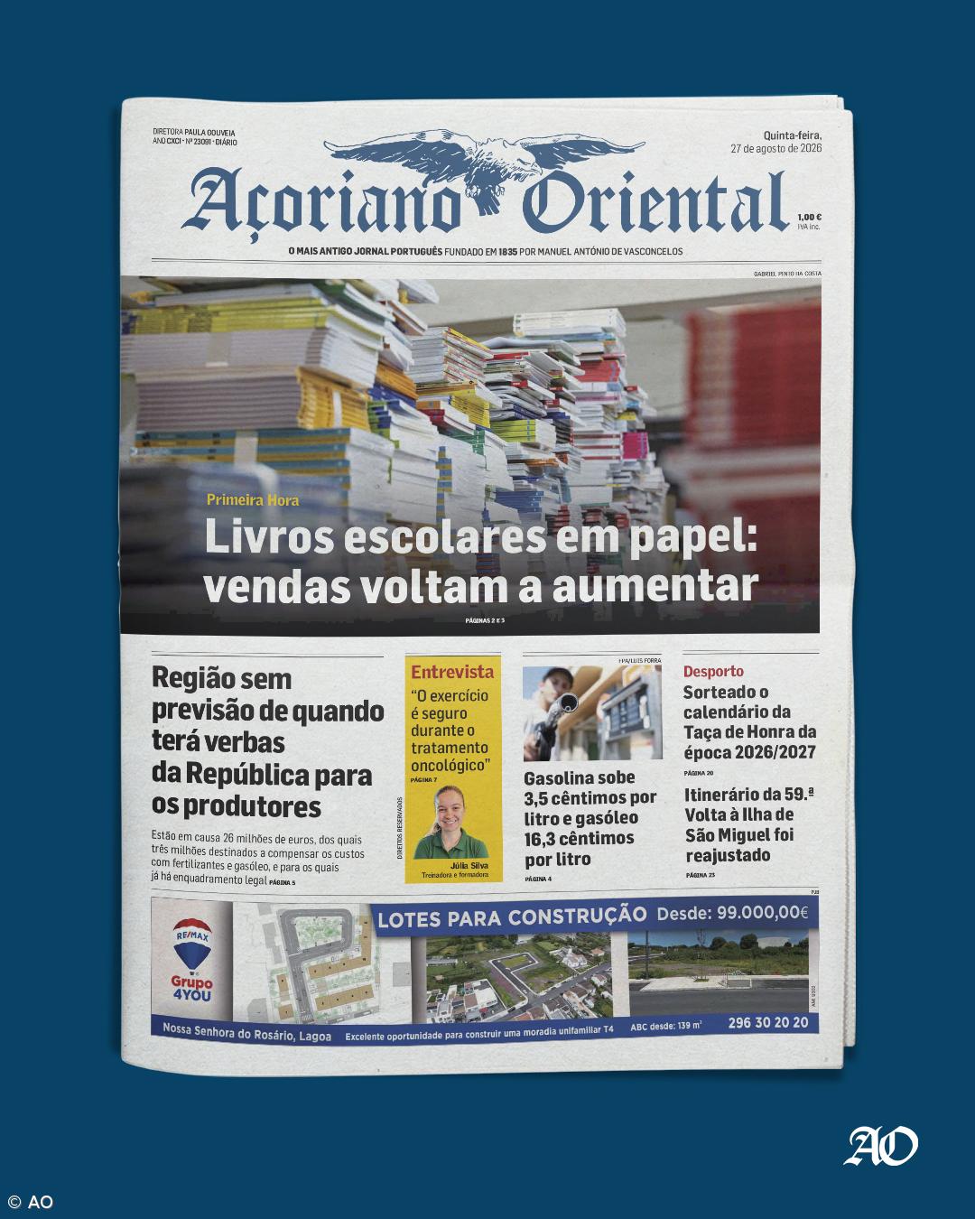 "Livros escolares em papel: vendas voltam a aumentar" é a manchete do Açoriano Oriental – Imagem 1
