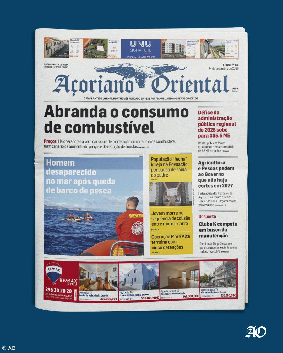 "Abranda o consumo de combustível" é a manchete do Açoriano Oriental – Imagem 1