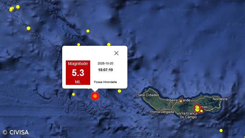 Sismo de 5,3 sentido em São Miguel e na Terceira – Imagem 1