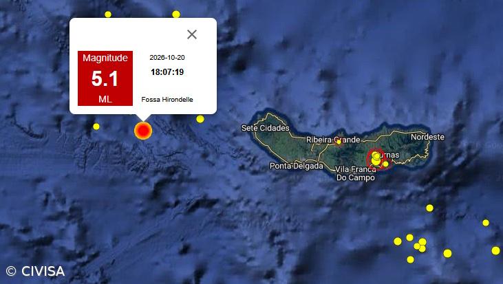 Sismo de 5,1 sentido em São Miguel e na Terceira – Imagem 1