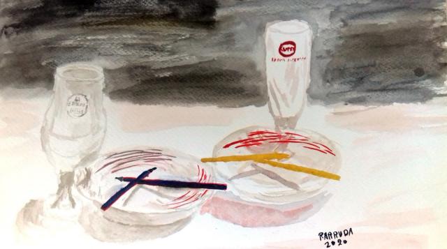 Lápis de cor para o jantar