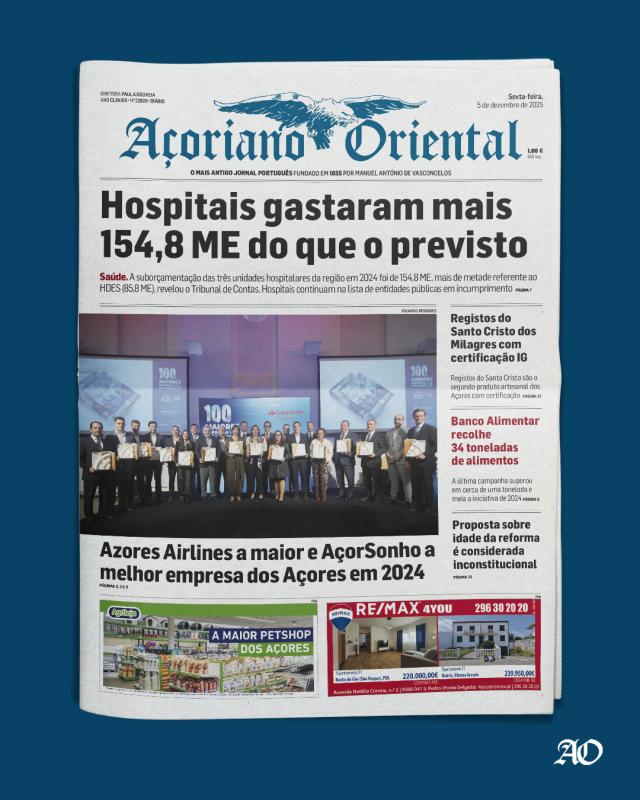 "Hospitais gastaram mais 154,8 ME do que o previsto" é a manchete de hoje