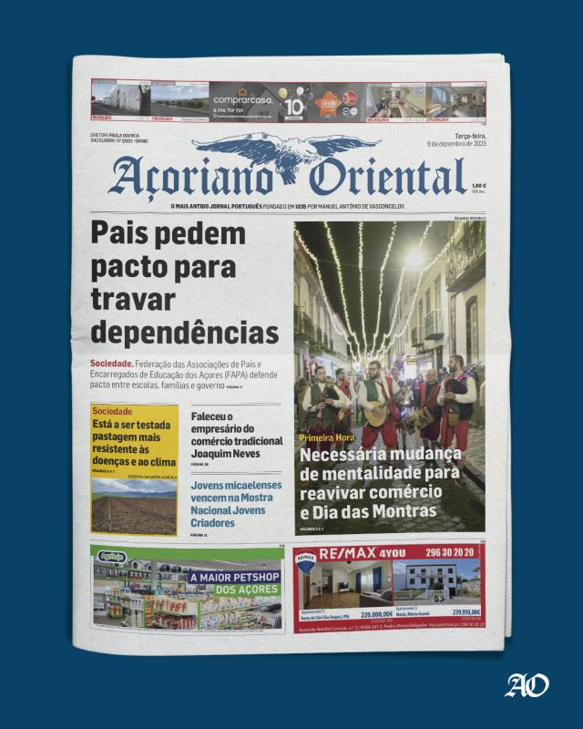 "Pais pedem pacto para travar dependências" é a manchete do Açoriano Oriental