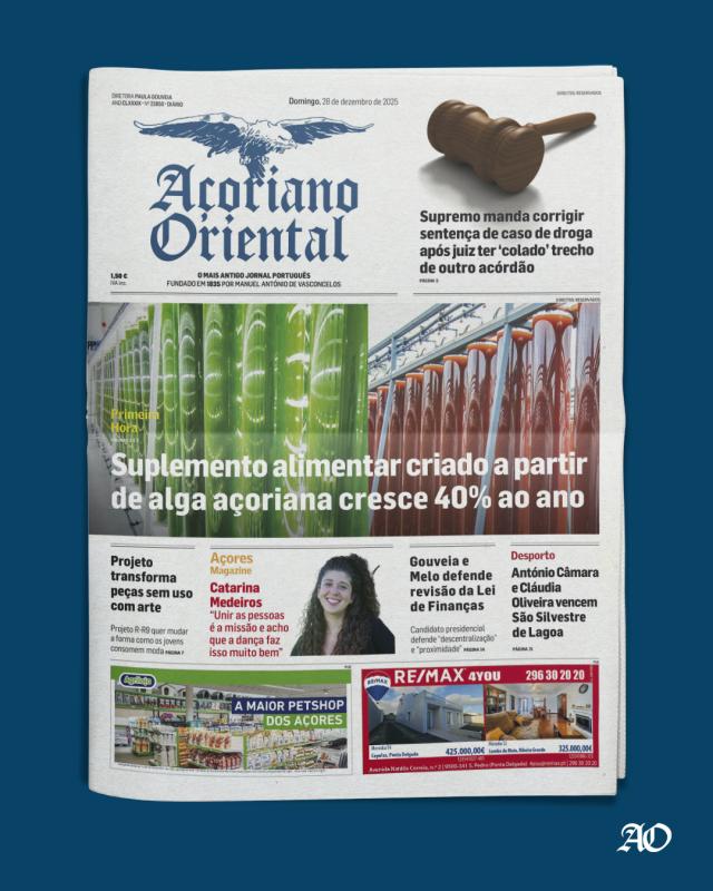 "Suplemento alimentar criado a partir de alga açoriana cresce 40% ao ano" é a manchete do Açoriano Oriental