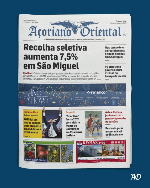 "Recolha seletiva aumenta 7,5% em São Miguel" é a manchete do Açoriano Oriental
