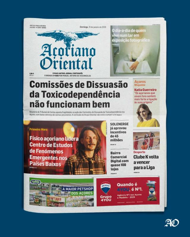 "Comissões de Dissuasão da Toxicodependência não funcionam bem" é a manchete do Açoriano Oriental