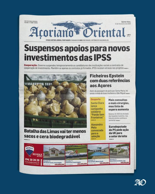 “Suspensos apoios para novos investimentos das IPSS” é a manchete de hoje 
