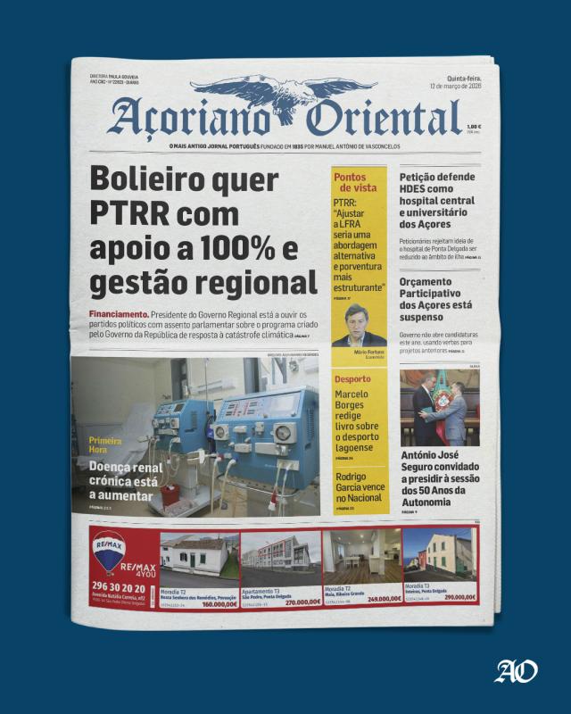 Bolieiro quer PTRR com apoio a 100% e  gestão regional