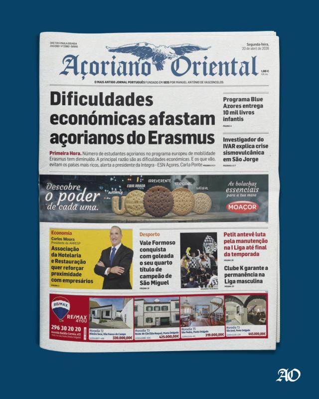 "Dificuldades económicas afastam açorianos do Erasmus" é a manchete do Açoriano Oriental