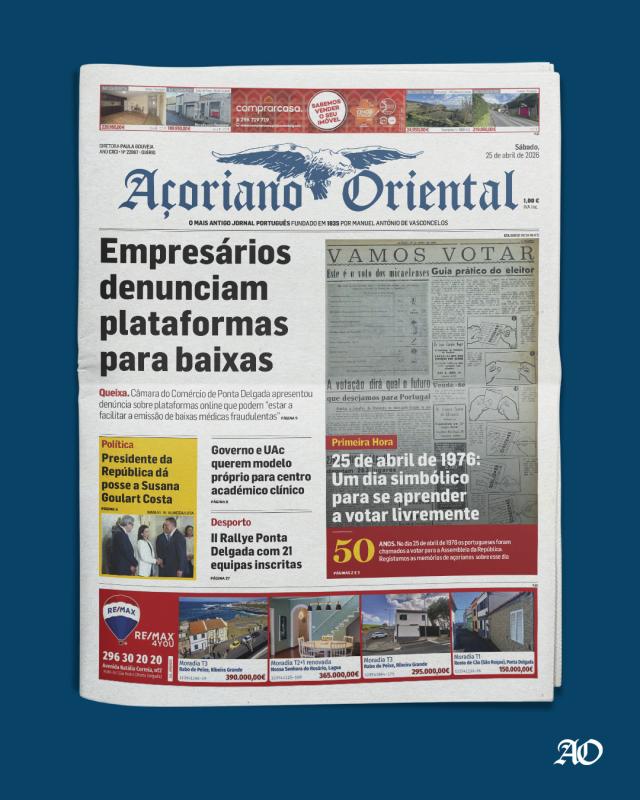"Empresários denunciam plataformas para baixas" é a manchete do Açoriano Oriental