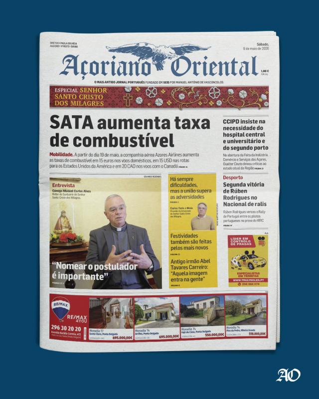"SATA aumenta taxa de combustível" é a manchete do Açoriano Oriental