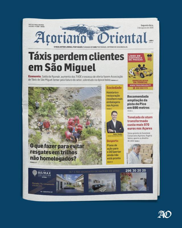 "Táxis perdem clientes em São Miguel" é a manchete do Açoriano Oriental