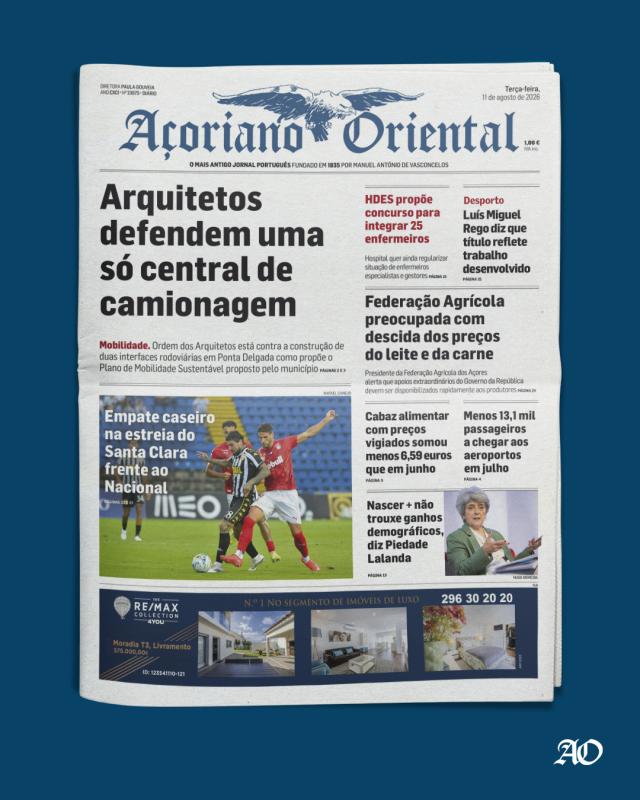 "Arquitetos defendem uma só central de camionagem" é a manchete do Açoriano Oriental