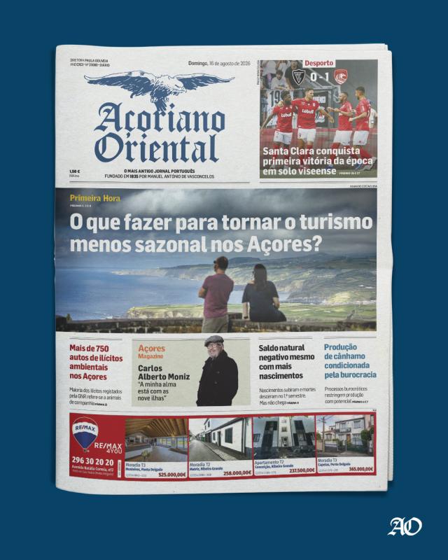 "O que fazer para tornar o turismo menos sazonal nos Açores?" é a manchete do Açoriano Oriental