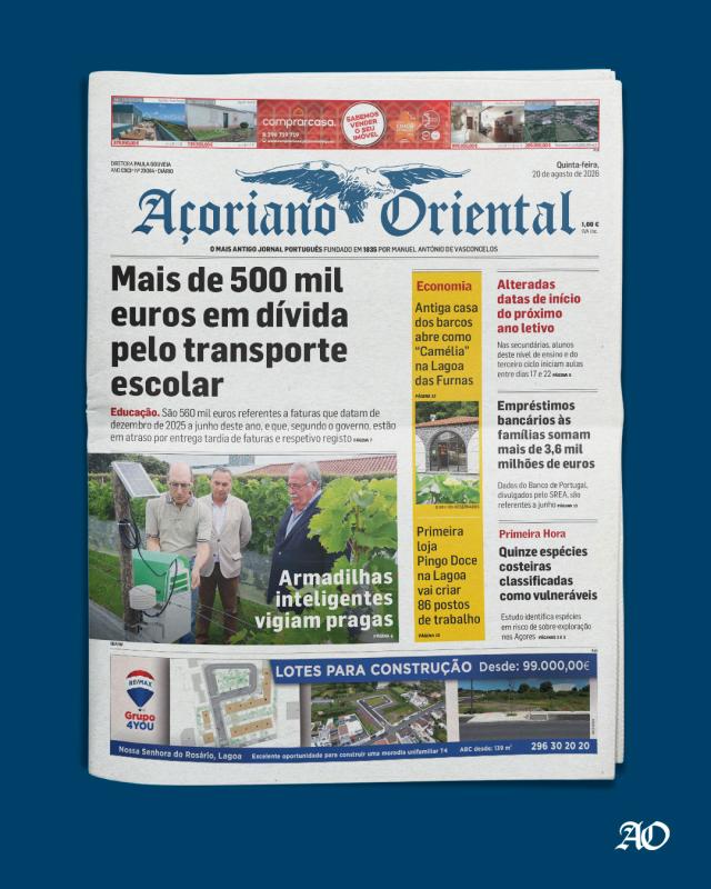 "Mais de 500 mil euros em dívida pelo transporte escolar" é a manchete do Açoriano Oriental
