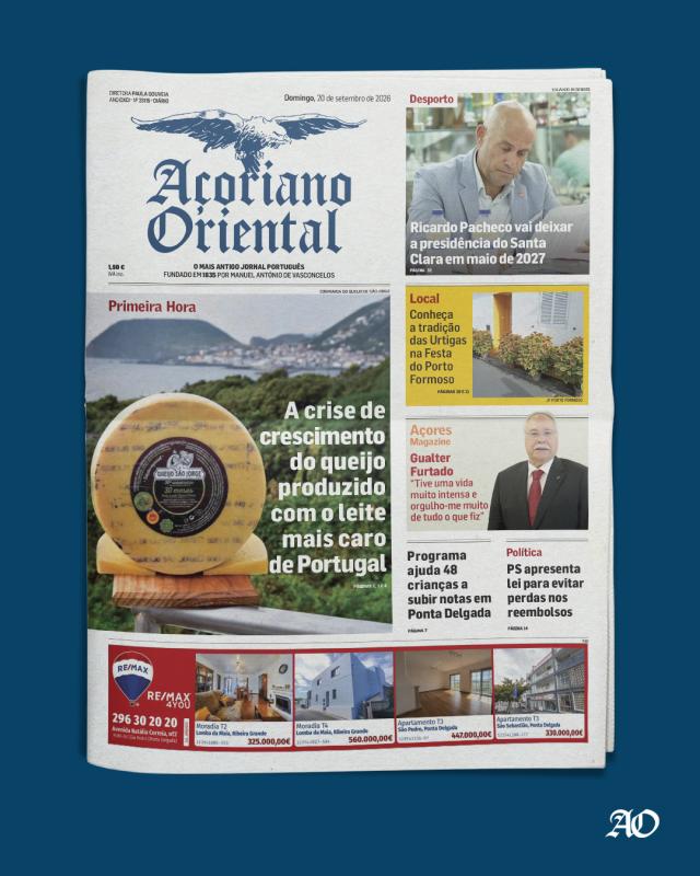 "A crise de crescimento do queijo produzido com o leite mais caro de Portugal" é a manchete do Açoriano Oriental