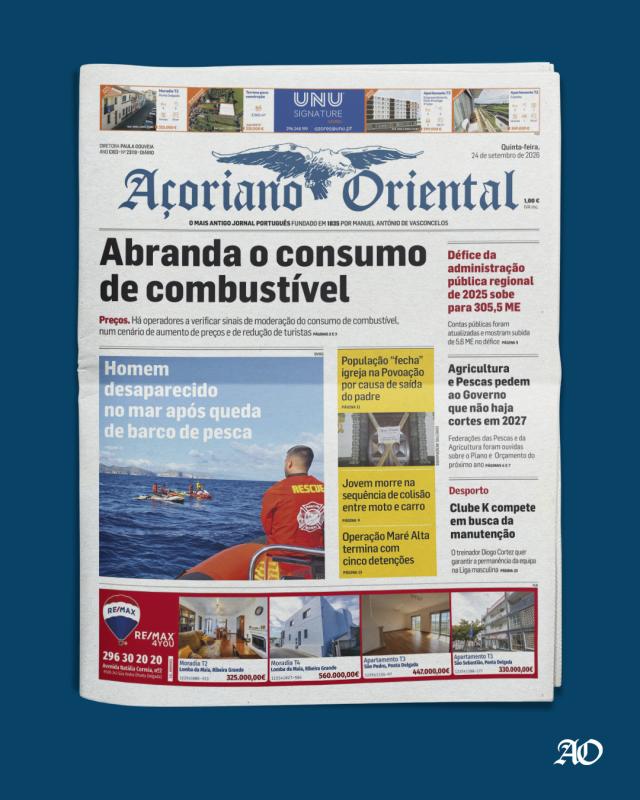 "Abranda o consumo de combustível" é a manchete do Açoriano Oriental