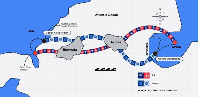 Google anuncia cabo submarino Sol que liga EUA, Bermudas, Açores e Espanha