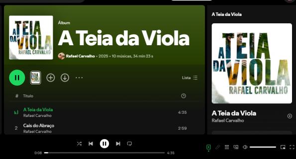 Álbum "A Teia da Viola" de Rafael Carvalho disponível nas plataformas digitais