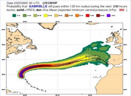 Ciclone tropical Gabrielle intensifica-se e deve afetar os Açores 