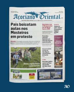 "Pais boicotam aulas nos Mosteiros em protesto" é a manchete do Açoriano Oriental