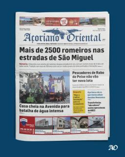 "Mais de 2500 romeiros nas estradas de São Miguel" é a manchete do Açoriano Oriental