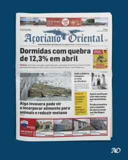 "Dormidas com quebra de 12,3% em abril" é a manchete do Açoriano Oriental